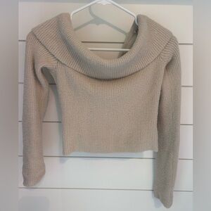 American Eagle soft fuzzy off the shoulder crop sweater
